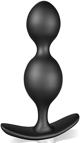 Anal Beads Silicone Butt Plug With Thin Neck & 2 Gradual Beads & Curved Base For Comfortable Long-Term Wear Prostate Massager Sex Toy For Men Women Beginners Tjijp