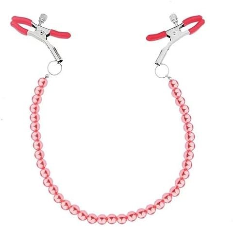 Nipple Suckers And Pearl Body Chain With Nipple Clips Clamps Stainless Steel Non Piercing Nipple Rings Decorative Clip Adult For Pleasure Toys For Women/Men Adjustable Pressure Breast Clamps (Pink) - Image 2
