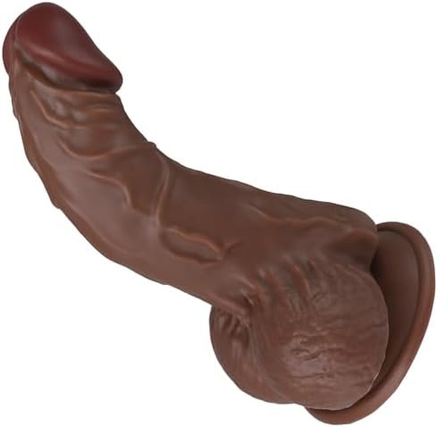 Thick Realistic Dildos For G-Spot Stimulation Dildo, Curved Shaft Brown Dildos With Powerful Suction Cups, Dildo Vagina Anal Sex Toys For Women And Men 7.1 Inch Hands-Free Dildo Adult Toys