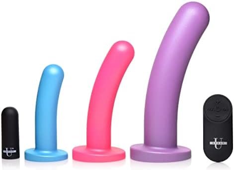 Strap U 28X Triple Pegger Beginner Dildo Set Vibrating Penetration With Remote Control For Women, Men, & Couples, Adjustable Silicone G-Spot Anal Vagina Adult Toy Strapon Harness, Multi