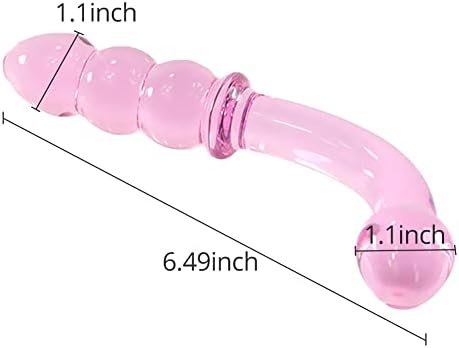 Anal Beads Butt Plug - Double-Ended Glass Anal Plug With Gradient Beads G-Spot Bent Pleasure Wand For Male Female Masturbating (Pink) - Image 2