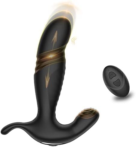 Thrusting Anal Vibrator,Prostate Massager With 10 Vibration 10 Thrusting Modes For Male Pleasure,Remote Controlled Clitoris G Spot Stimulator Adult Sex Toys For Men Women Couples Hands-Free Play