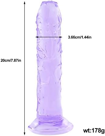 Shkanla 7.87 Inch Realistic Dildo With Suction Cup Base For Hands-Free Play, Ultra-Real Large Dildos With Raised Veins And Half-Foreskin Head For Vaginal G-Spot And Anal Prostate Play (Purple) - Image 2