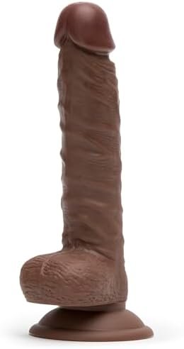Lovehoney Lifelike Lover Realistic Dildo - 8 Inch Suction Cup Dildo For Women - Flexible Big Dildo With Balls - Harness Compatible Strap On Dildo - Adult Sex Toy - Flesh Brown