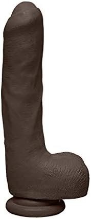 Doc Johnson The D - Uncut D - 9 Inch With Balls - Ultraskyn - 8" Long And 2.75" Wide - Strong Suction Cup Base - O-Ring Harness Compatible Dildo, Chocolate