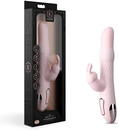 Blush Aurora - 10 Function Rechargeable Gyrating Silicone Vibrator - 3 Rows Of Rotating Beads - Your Clitoris Nestles Between The Soft Vibrating Rabbit Ears - Satin Smooth Texture - Ipx7 Waterproof