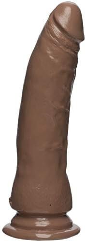 Doc Johnson The D - Thin D - 7 Inch - Firmskyn - 7" Long And 2" Wide - Strong Suction Cup Base - O-Ring Harness Compatible Dildo, Chocolate