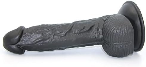 Realistic Lifelike Dildo For Beginners, 8 Inch Dildos With Suction Cup Hands-Free Play, Black