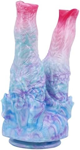 8.6 Inch Realistic Double Ended Suction Cup Dildo With Knot, Thick Pink Silicone Dragon Dual Heads Dildo Anal Toys For Women Men And Couples.