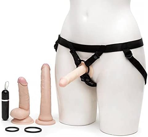 Lovehoney Lifelike Lover Strap On Dildo Kit - Includes 6 Inch Vibrating Dildo - 8 Inch Realistic Dildo - 6 Inch Slimline Anal Dildo - 3 O-Rings & Adjustable Harness - Flesh Pink