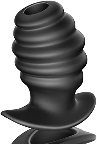 Anal Plug Hollow Ribbed Butt Plug Trainer For Comfortable Wear Hive Ass Tunnel Prostate Massager Sex Toy With Curved Base For Women Men Black Tjijp (X-Large)