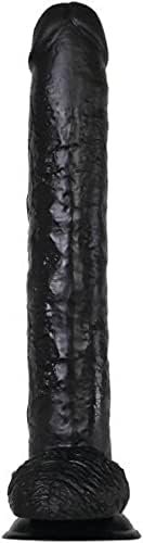 Adam & Eve - 15 Inch Dark Rider - Huge Flexible Thick, Life-Like Veins, Suction Cup Dildo - Black