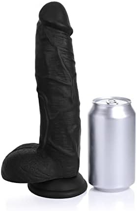 Lynx 9 Inch Dildo With Balls - Black - Image 3
