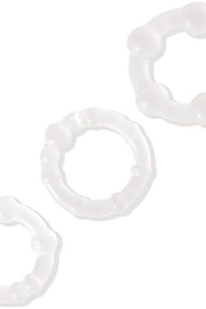 Lovehoney Triple Cock Ring Set - Stretchy Textured Penis Rings - Beginner Friendly & Waterproof - 3 Pack - Clear