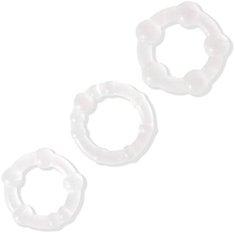 Lovehoney Triple Cock Ring Set - Stretchy Textured Penis Rings - Beginner Friendly & Waterproof - 3 Pack - Clear