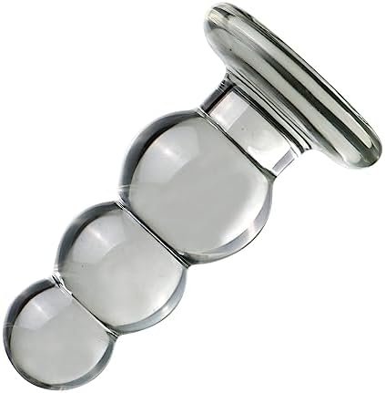 Glass Penis Pleasure Wand Anal Plug, Beads Transparent Crystal Butt Plug With Flared Base Adult Sex Toy - Image 3
