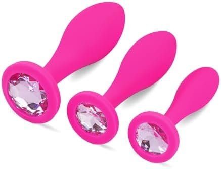 Anal Plug Adult Sex Toy,3Pcs Jeweled Anal Toys Anal Training Kit Adult Sex Toys Games Butt Plug,Personal Anal Plug Sex Toy For Adult Women,Men And Couples (Pink)