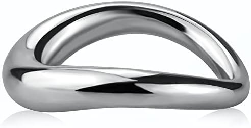 Male Penis Cock Ring Smooth Arc Ring Delay Ring Stainless Steel Scrotum Ball Stretcher Weights Pleasure Enhancing Sex Toys Romi (2.2 Inch) - Image 2