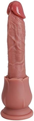 Acvioo Rose Realistic Dildo G-Spot Dildos With Strong Suction Cup For Hands-Free Play Soft Liquid Silicone Fake Penis Deep Throat Training Anal Sex Toys For Women & Couple Insertable 6.1" Flesh