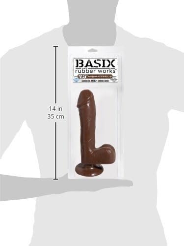 Basix Rubber Works 7.5" Dong With Suction Cup, Black - Image 3
