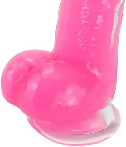 Realistic Soft Dildo As Jelly With Double Layer Glow-In-The-Dark Adult Sex Toys, Transparent Red Female Replica Penis Stick Adult Pleasure Toy For Vaginal G-Spot Anal Play Masturbation (L) - Image 2