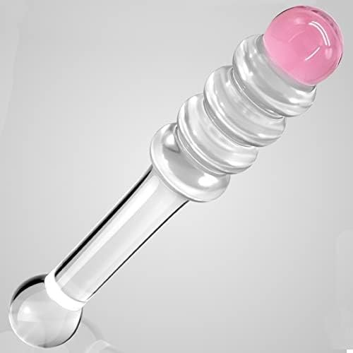 Glass Dildo G-Spot Wand Anal Beads Butt Plug With Pink Head Dual Ended P-Spot Stimulator Fetish Prostate Massager Masturbation Sex Toy For Men Women Tjijp