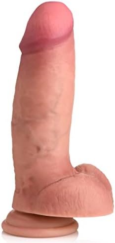 Curve Toys Jock 7" Dual Density Silicone Dildo W/Balls For Men, Women, & Couples. Body Safe Ultra Realistic Premium Silicone Dildo With Balls. 1 Realistic Dildo With Balls 7 Inches Light.