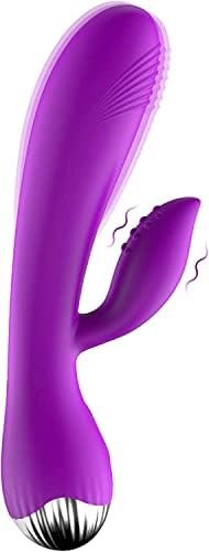 Puwcbze G-Spot Dildo Rabbit Vibrator With 10 Vibration Modes, Dual Motor Massager Soft Silicone Waterproof Rechargeable Adult Sex Toys For Women