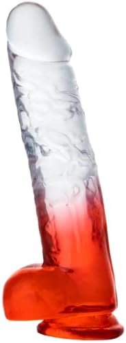 Realistic Dildo, 9.6 Inch Body-Safe Material Lifelike Huge Penis With Strong Suction Cup For Hands-Free Play, Flexible Cock Adult Sex Toys For Women (Red)