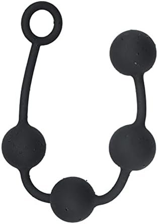 Silicone Anal Beads Butt Plug With 4 Balls And Safe O Pull Ring, Anal Chain Link Anal Plug Sex Toys Anus Masturbator For Men And Women (M)