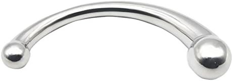 Yifeng Stainless Steel Curved Dual Ended Dildo, G-Spot P-Spot Stimulator For Anal Play Prostate Massage (Metal Silver)