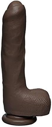 Doc Johnson The D - Uncut D - 9 Inch With Balls - Firmskyn - 8.75" Long And 1.75" Wide - Suction Cup Base - O-Ring Harness Compatible Dildo, Chocolate