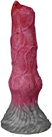 Suction Animal Multi Colored Artificial Dog Dildo Wolf Dildo Canine Style Silicone Made Soft Flexible (Red+Pink+Grey) - Image 3