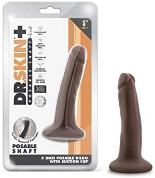 Dr. Skin Plus - 5 Inch Realistic Posable Dildo - Suction Cup Base For Hands Free Play And Harness Compatible - Triple Density And Flexible Sex Toy For Him Her Couples