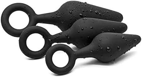 Fst Silicone Anal Plug Training Set With Safe Pull Ring, 3Pcs Butt Plug Trainer Kit Prostate Stimulate G-Spot Stimulation Anal Sex Toy For Beginners Men Women Couples Black - Image 3