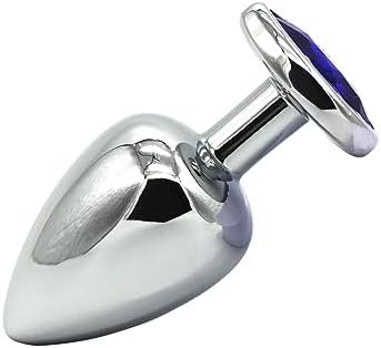 Eastgoal Butt Plugs Metal Anal Sex Toy, Deep Blue Gem Adult Sex Toy (Medium)