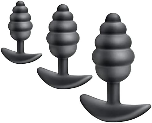 3Pcs Thread Anal Plug Training Kit Sex Toys, Silicone Butt Plugs Training Set For Beginners Advanced Users With Safety Tapered Shaft Flared Base For Women Men Masturbation