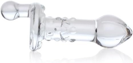 Don Wand Glass Pleasure Plug With Crank, Nubby, Clear Melon