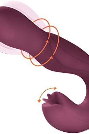 Clitoral Licking Rotating G Spot Vibrator Honey Play Box ‘Joi ’ 3 In 1 Clit Tongue Dildo Vaginal Vibrating Stimulator Adult Sex Toys With 7 Rotating& 7 Clit Licking Modes Massager Butt Plug (Orange)