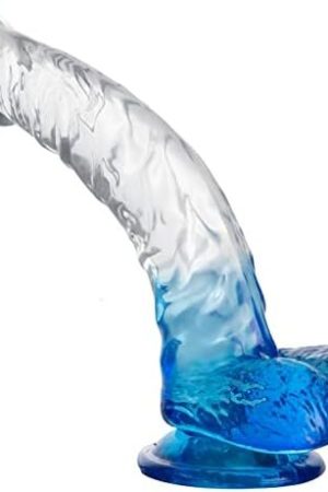 Realistic Jelly Dildo With Suction Cup, Romi Transparent G-Spot Dildo For Female Vaginal Stimulator Male Prostate Massage (Translucent Semi Blue)