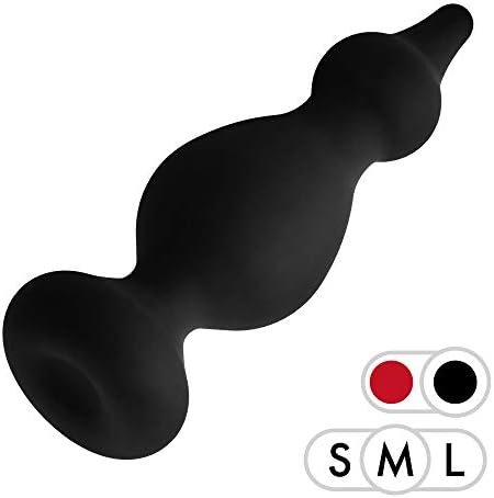 Forto Silicone F-30 Rippled Butt Plug - Anal Plug Training, Silicone Anal Beads Plug Kit For Comfortable Long-Term Wear Prostate Massager Sex Toy With Narrow Flared Base & Long Neck For Men And Women (Black - Silicone, Large) - Image 2