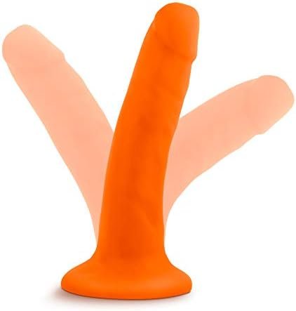 Blush Neo - 6" Realistic Dildo - Sensa Feel Soft Dual Density Small Slim 1.25" Thick Shaft - Anal Pegging Strap On Compatible - Sturdy Suction Cup For Hands Free Play - Body Safe Sex Toy - Neon Orange - Image 3