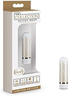 Blush - Glitzy Deco Rechargeable 10 Function Designer Bullet Vibrator - Thoughtfully Designed Vibration Modes - Giftable Sex Toy With Patterns For Girlfriend Wife Bachelorette Party - Rose Gold
