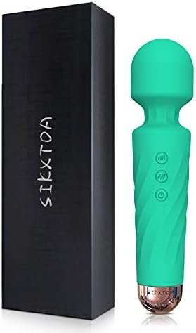 Sikxtoa Mini Vibrator, 8 Speeds 20 Patterns-G-Spot Cordless Wand Massager, Clitoral Stimulator, Dildo, Sex Toys, Rechargeable Handheld Powerful Silent Waterproof Female Adult Toys (Stripe Black)
