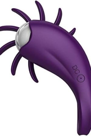 Rechargeable Silicone Cock Ring With Spinning Clit Stimulator Purple