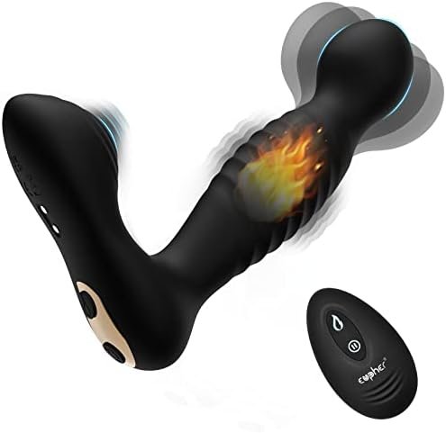 Eupher Wiggle Motion Prostate Massager Anal Vibrator, Male 45?? Heating Anal Butt Plug With 10 Thump Tapping & Vibrations, Remote Control Vibrating P Spot Stimulator Adult Sex Toys For Hands Free Play