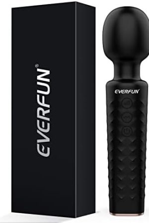 Rechargeable Vibrator Wand - 20 Patterns & 8 Speeds - [ G Spot Vibrators ] Clit Vibrator | Sex Toys | Vibrator For Her Pleasure | Personal Wand Massager | Quiet & Small Female Adult Toys (Black)