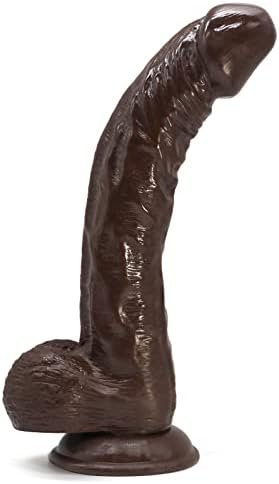 Huge Black Realistic Dildo With Strong Suction Cup Adult Sex Toys For Women Men, 9 Inch Big Soft Silicone Flexible Lifelike Dildos With Curved Shaft And Balls For Vaginal G Spot And Anal Play