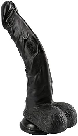 Leqc Huge Black Realistic Dildo With Strong Suction Cup Adult Sex Toys For Women Men, 9 Inch Big Soft Silicone Flexible Lifelike Dildos With Curved Shaft And Balls For Vaginal G Spot And Anal Play