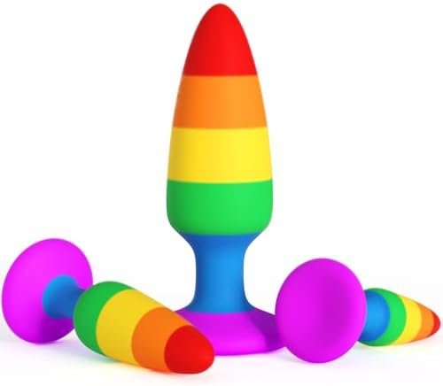 Anal Plug Training Kit, Rainbow Silicone Butt Plug Set Anal Trainer Women Couples Adult Sex Toys For Men, 3 Pcs Small Butt Plugs Prostate Massager Toys, Male Anal Dildo Sex Toy Pleasure